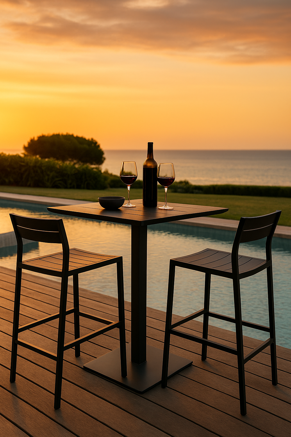 Lava Bistro Set – 3 Piece (1 Table + 2 Barstools) – Black | Moss & Timber