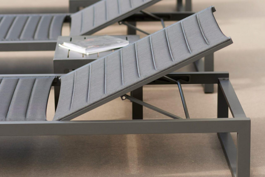 Aluminum & Textylene Sunlounger with Wheels – White & Lava Options | Moss & Timber