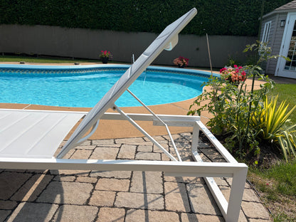 Aluminum & Textylene Sunlounger with Wheels – White & Lava Options | Moss & Timber
