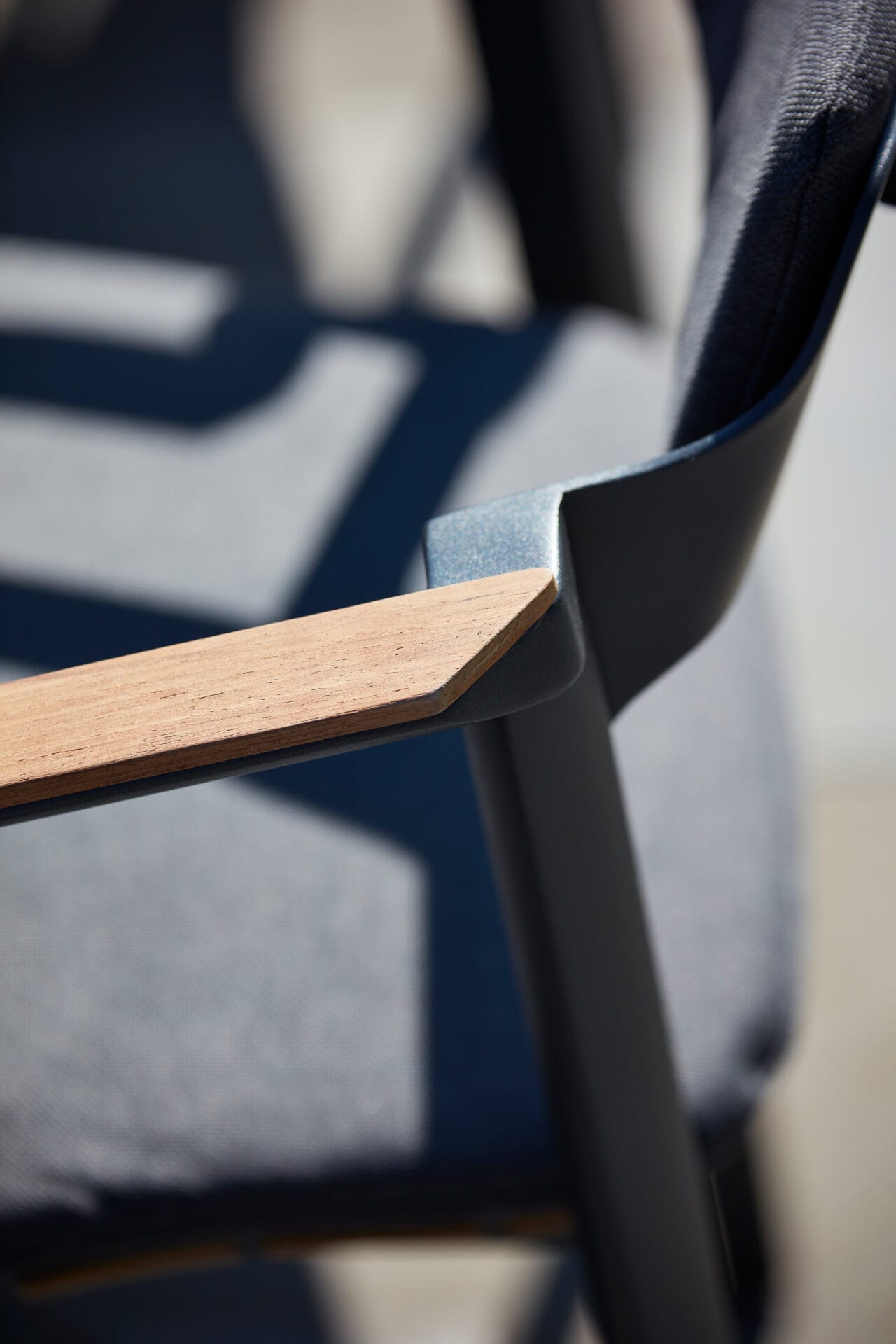 Dining Armchair with Teak Arms – Black & White | Moss & Timber