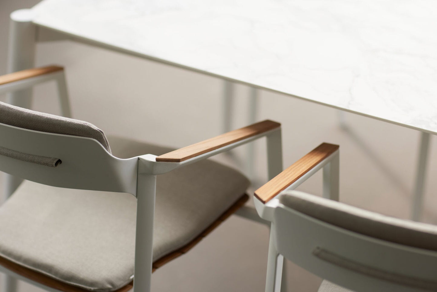 Dining Armchair with Teak Arms – Black & White | Moss & Timber