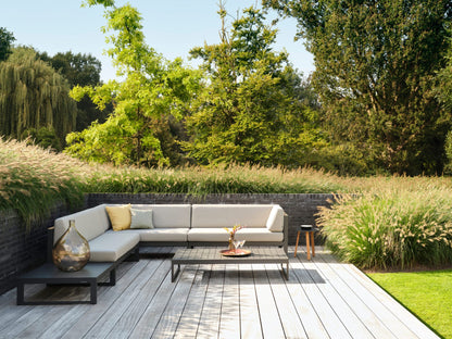 Sofa Set --Aluminum Lounge Sofa Set – 3-Piece – Thin Teak Armrest