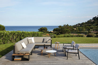 Sofa Set --Aluminum Lounge Sofa Set – 3-Piece – Thin Teak Armrest