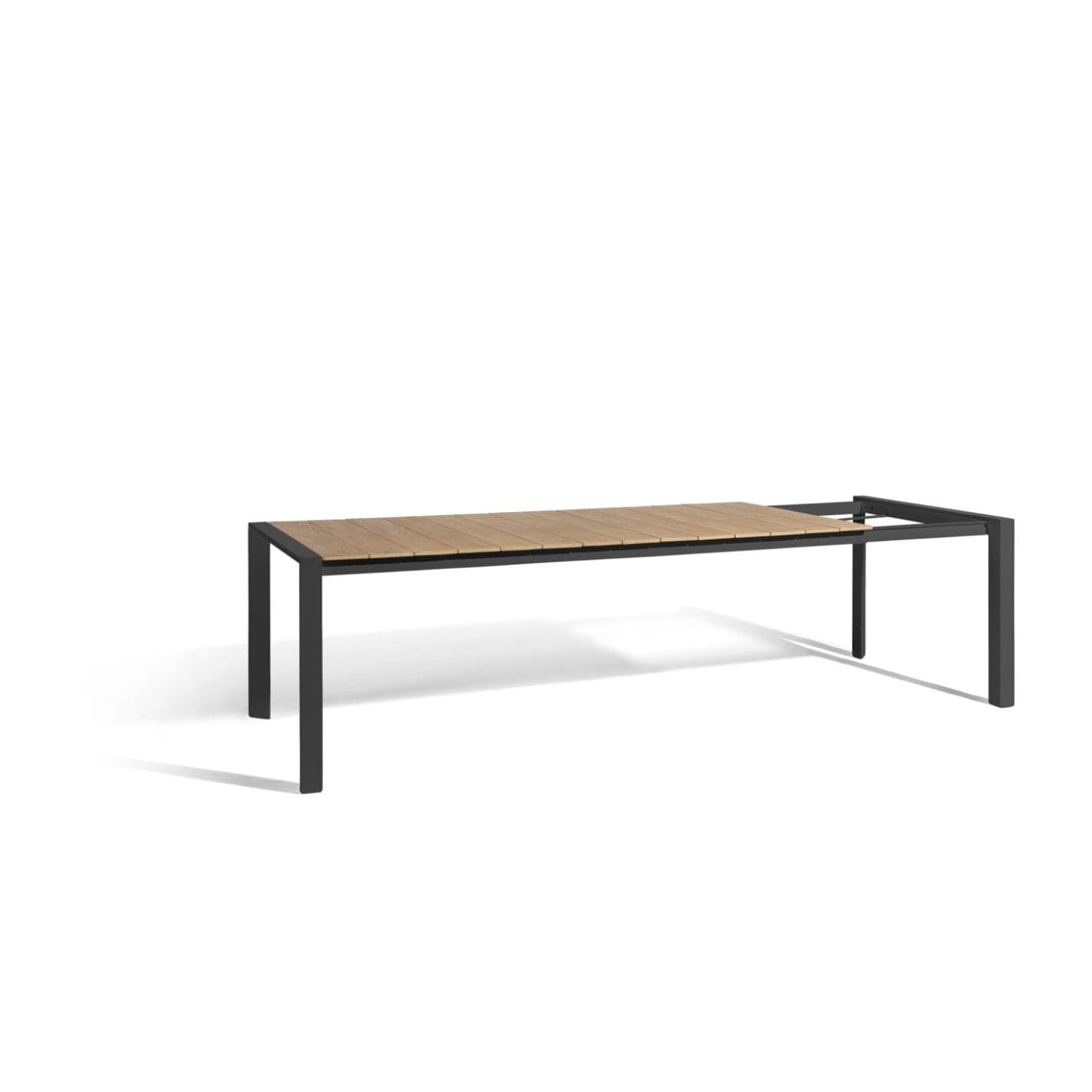 Aluminum & Teak Extension Dining Table – Black/White | Moss & Timber