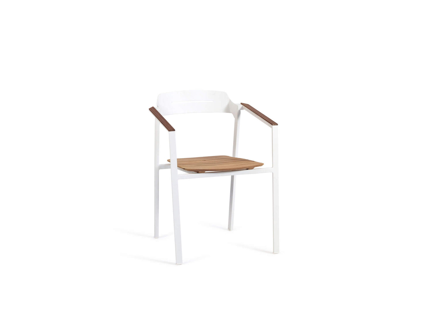 Dining Armchair with Teak Arms – Black & White | Moss & Timber