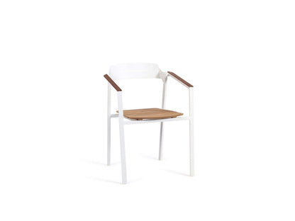 Dining Armchair with Teak Arms – Black & White | Moss & Timber