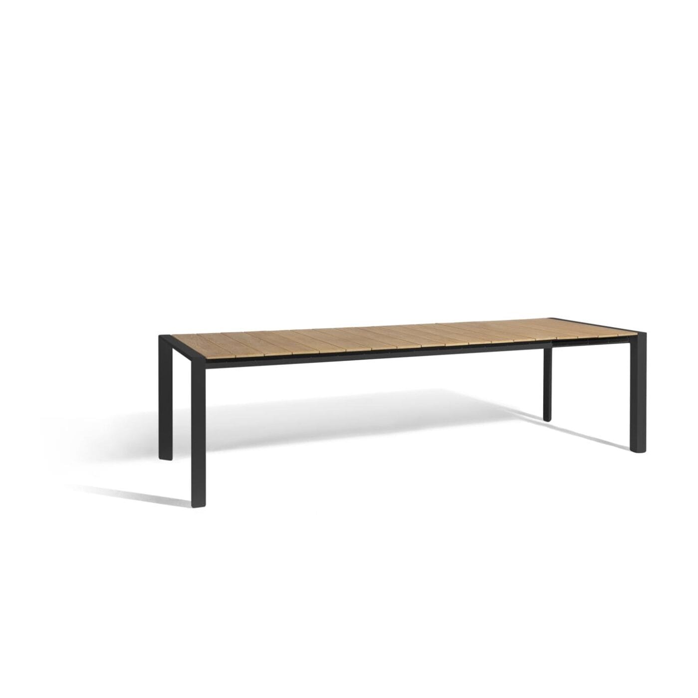 Aluminum & Teak Extension Dining Table – Black/White | Moss & Timber