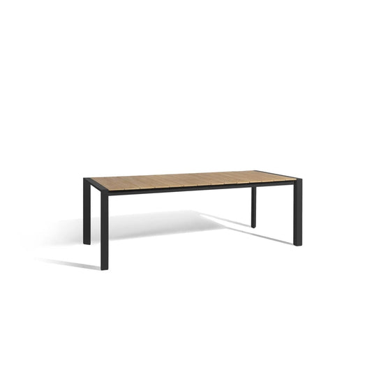 Aluminum & Teak Extension Dining Table – Black/White | Moss & Timber