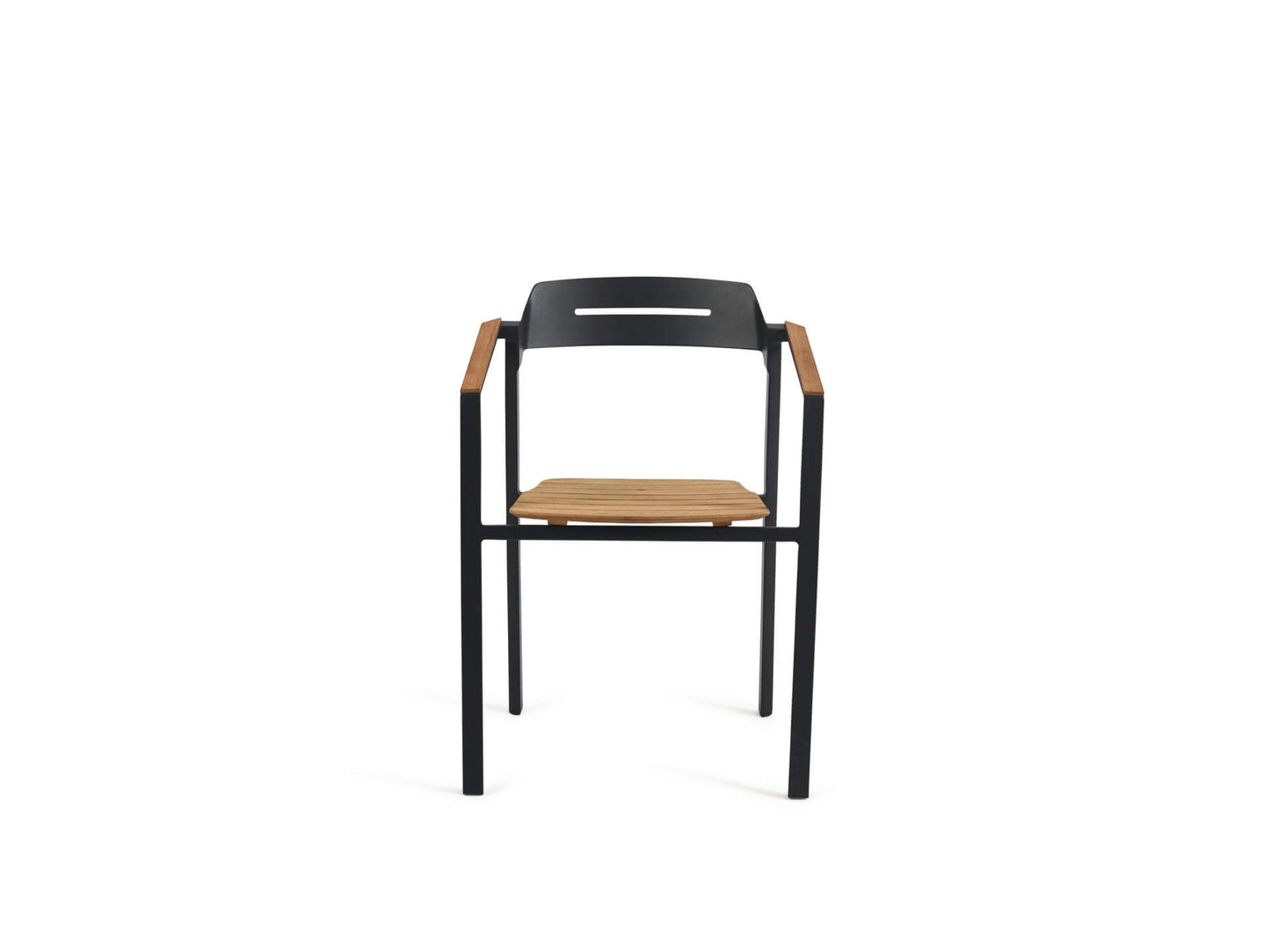 Dining Armchair with Teak Arms – Black & White | Moss & Timber