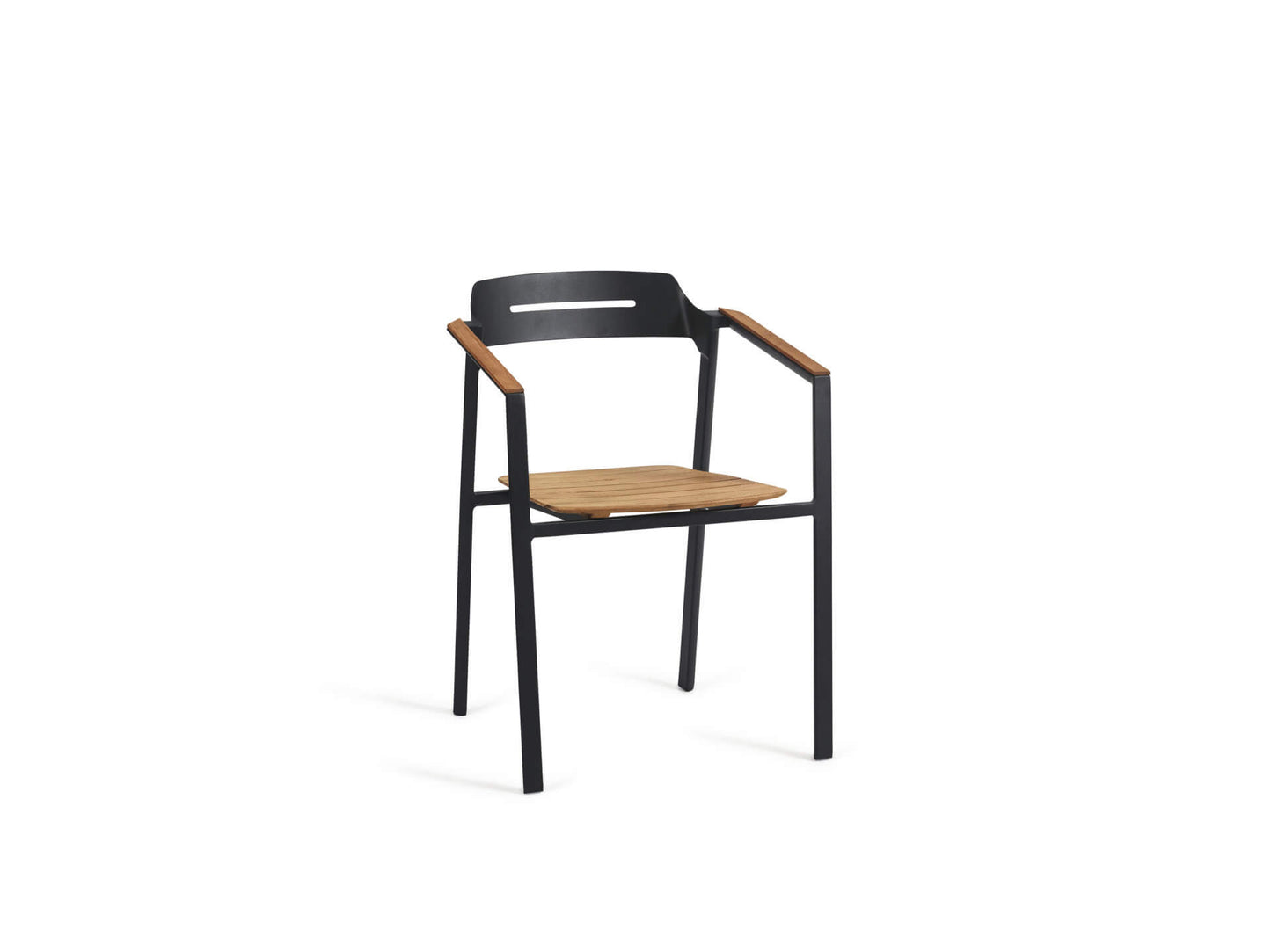 Dining Armchair with Teak Arms – Black & White | Moss & Timber