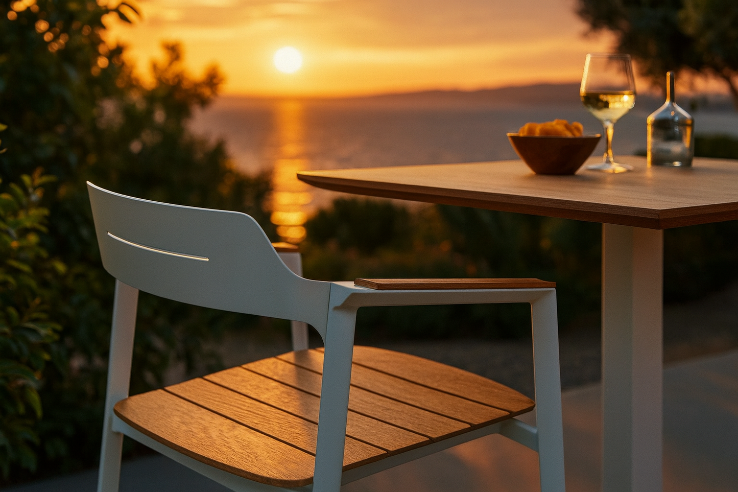 Luxury Outdoor Bar Set – FSC Teak & Aluminum in White | Moss & Timber