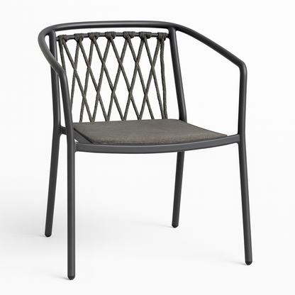 Dining Armchair – Rope & Aluminum – with Cushion Lava Frame | Moss & Timber