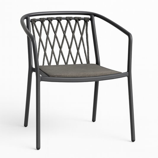 Dining Armchair – Rope & Aluminum – with Cushion Lava Frame | Moss & Timber
