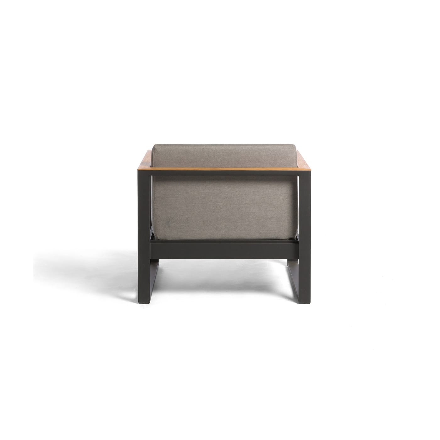 Aluminum Single-Seat Sofa – Sunbrella Cushions & Teak Armrests | Moss & Timber