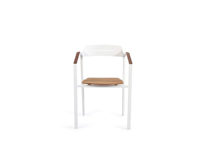 Dining Armchair with Teak Arms – Black & White | Moss & Timber